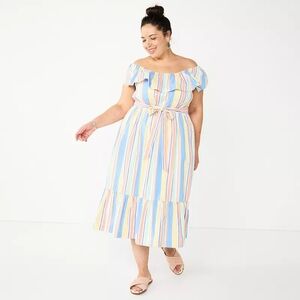 {Draper James} Striped Midi Dress
